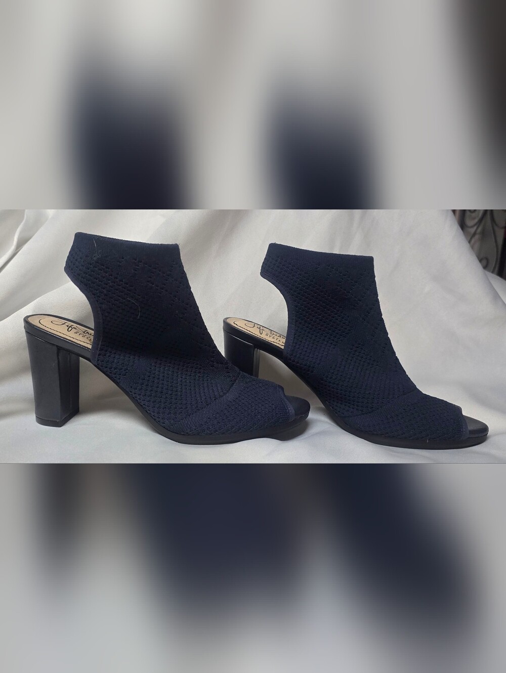 Life Stride Soft System Sandals Heels Size 6.5  Slingback Heels Blue Fabric